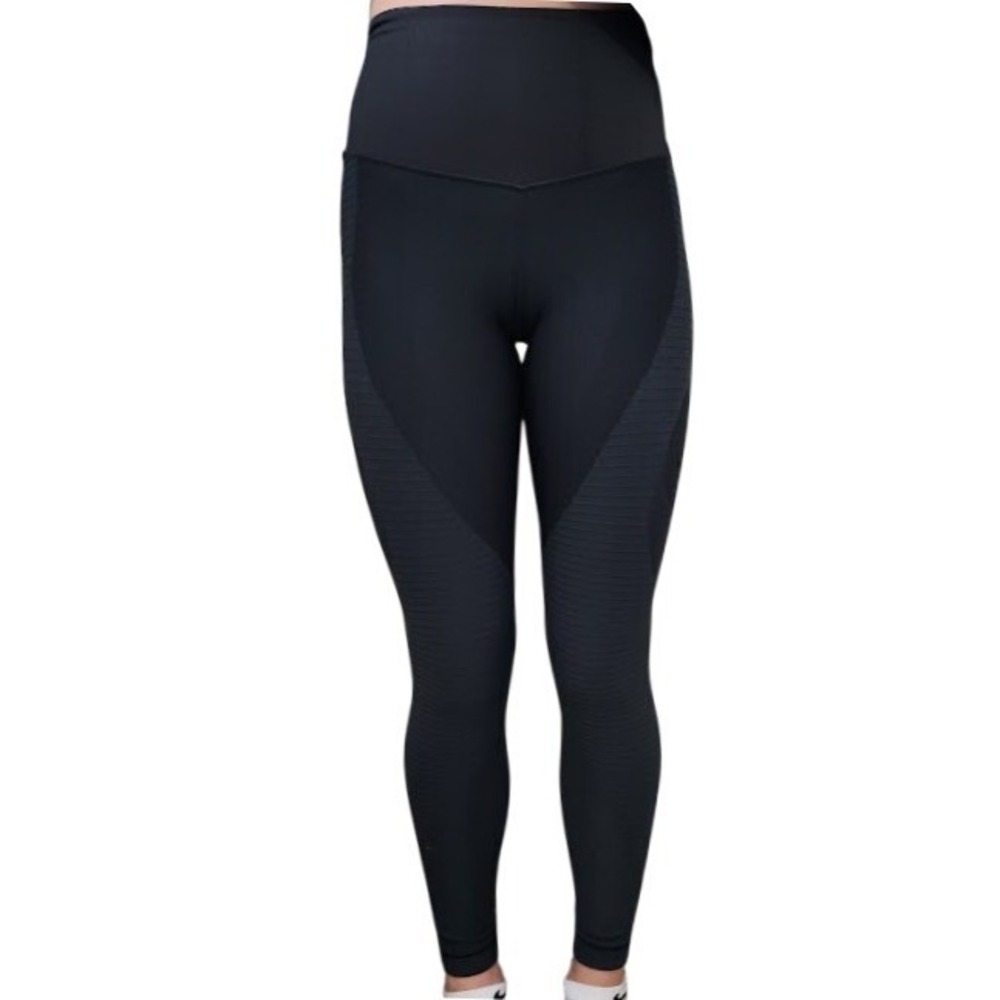 Nike Dri Fit Womens Leggings Green Textured Ribbed High Waist Athletic Small E28